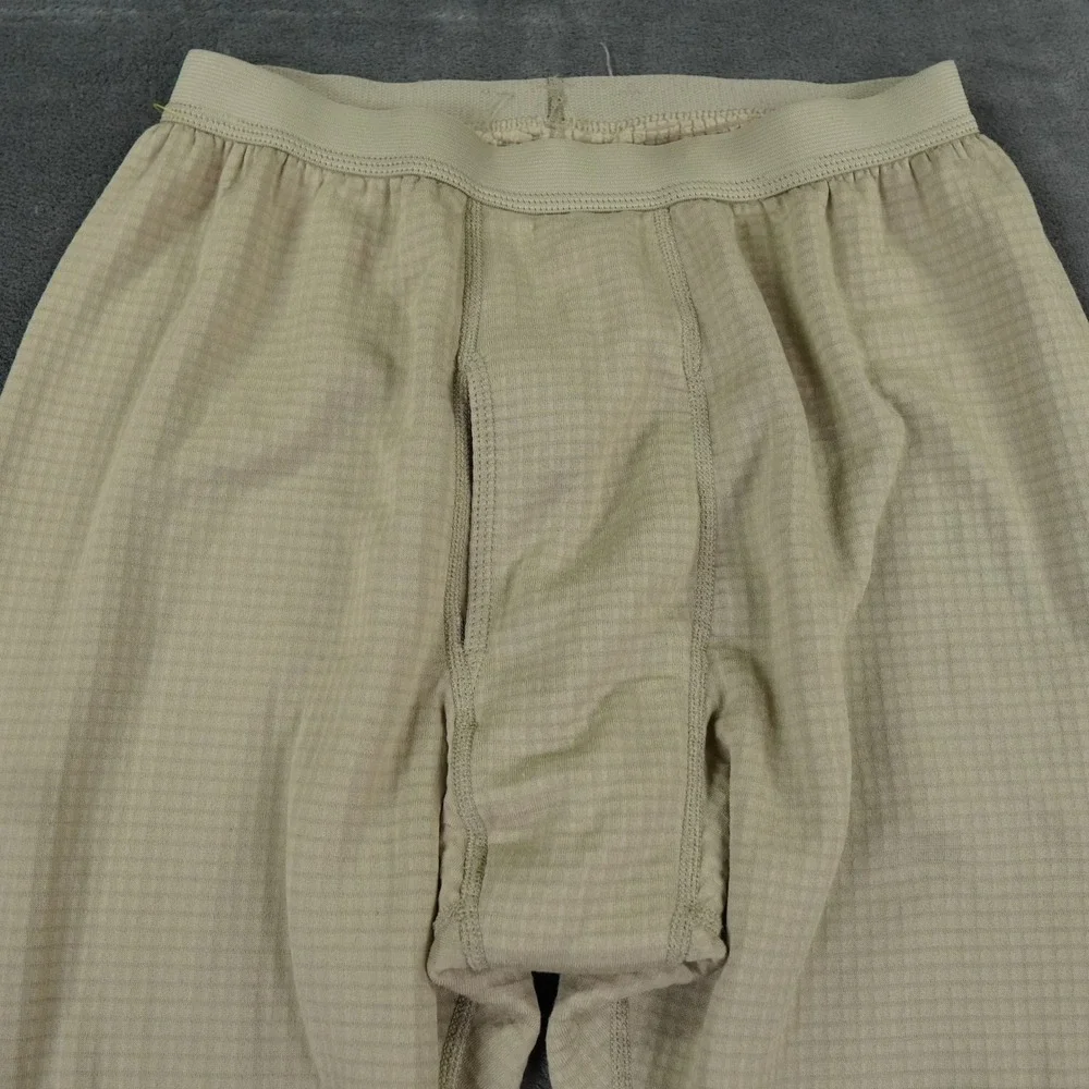 VTG Polartec Thermal Base Layer Pants Men Large? Tan Waffle Grid Fleece Made USA